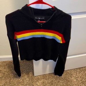 Large Black Derek Heart Crop Sweater